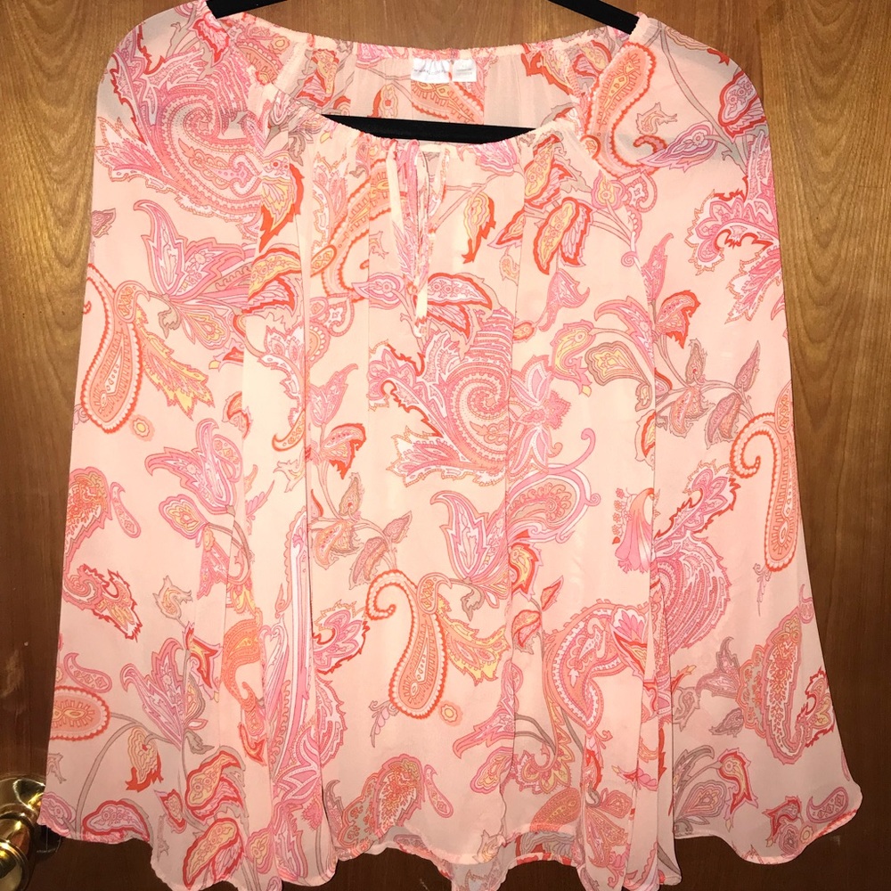 New York & Company bell sleeve sheer top - Picture 2 of 3